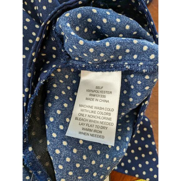 Socialite Wide Leg Pants Small Navy Ivory Polka Dot Palazzo Belt Tie Goucho Work - Picture 5 of 13